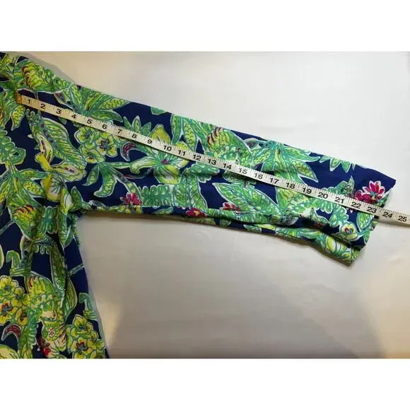 CARIBBEAN JOE Women’s XL Tropical Floral Button Down Blouse Long Sleeve Resort - Picture 7 of 9